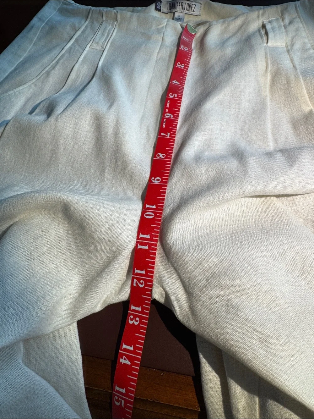 Jennifer Lopez Ivory Lined Linen High Rise Wide Leg Pant Size 10 - Picture 6 of 13